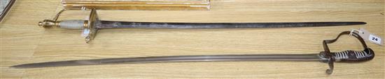 A 1796 pattern infantry officers sword and an Imperial German officers sword